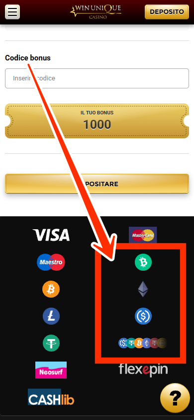 Pagamenti con criptovalute su Unique Casino