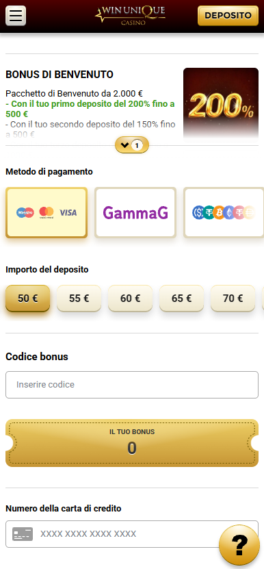 Metodi di pagamento Unique Casino in Italia