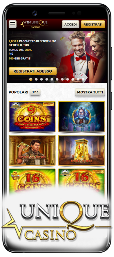Scarica l'App di Unique Casino: Ottieni il pacchetto di benvenuto fino a 2.000 €