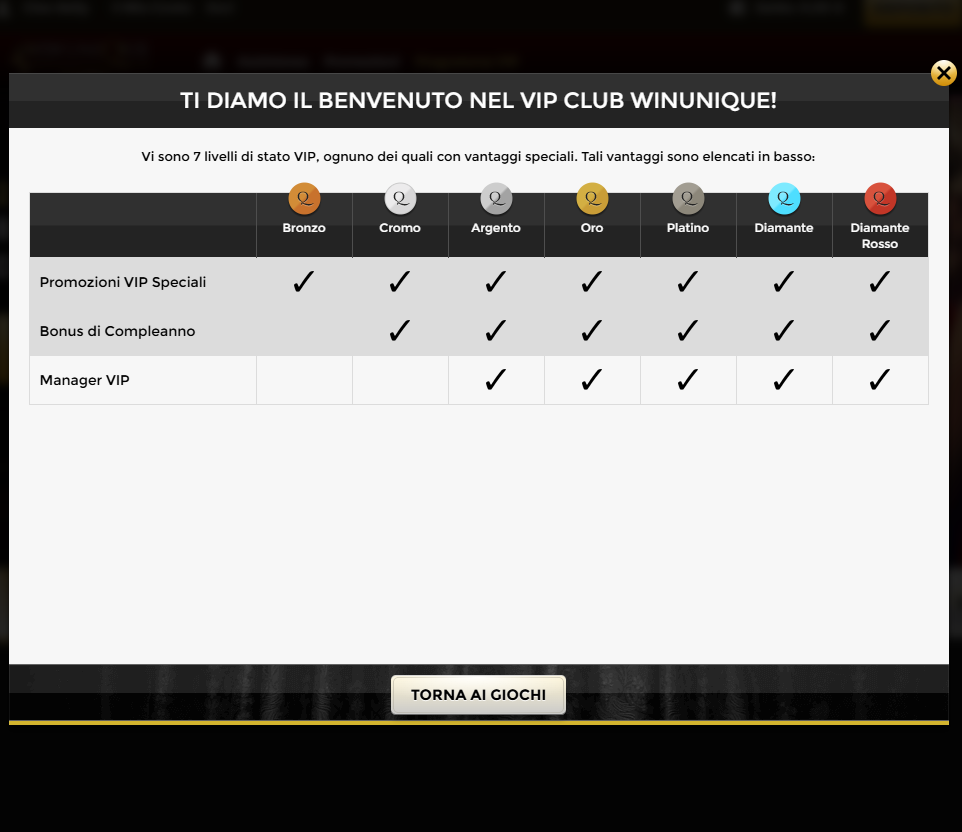 Premi VIP e cashback